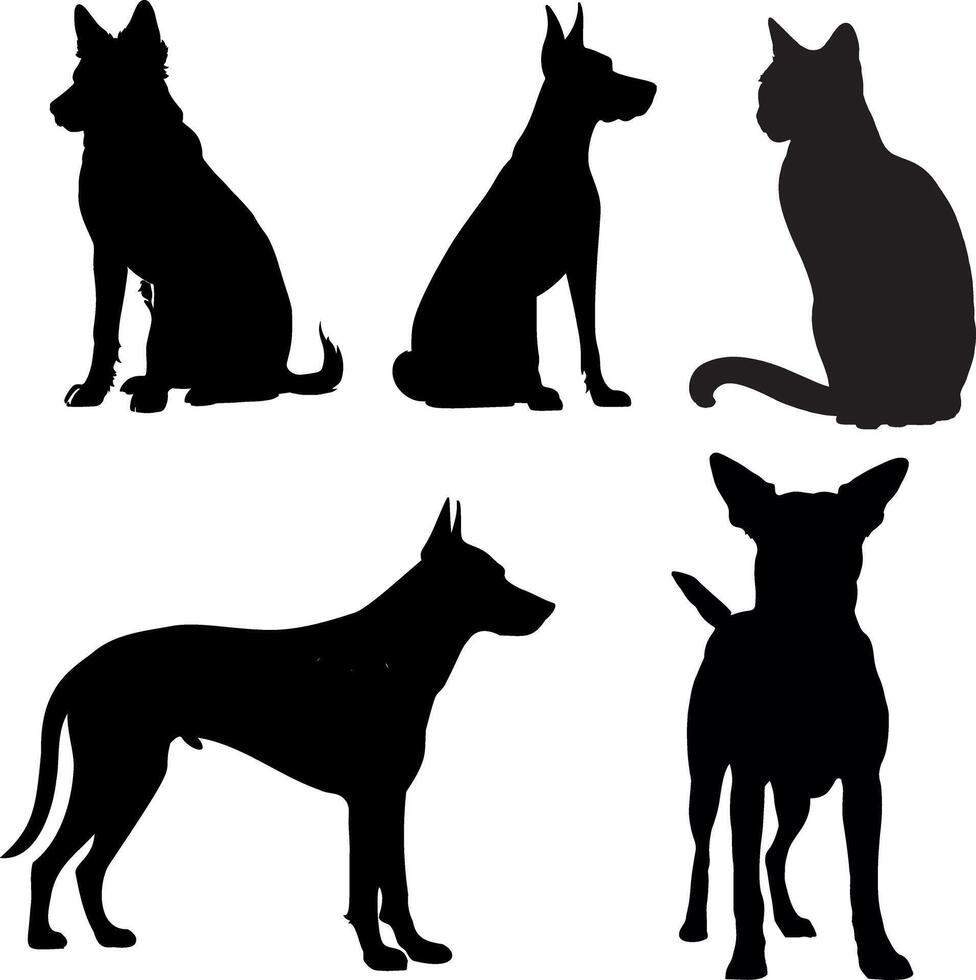 Hund und Katze Silhouetten von Tiere vektor