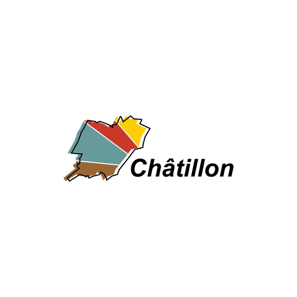 chatillon stad av Frankrike Karta vektor illustration, vektor mall med översikt grafisk skiss stil isolerat på vit bakgrund
