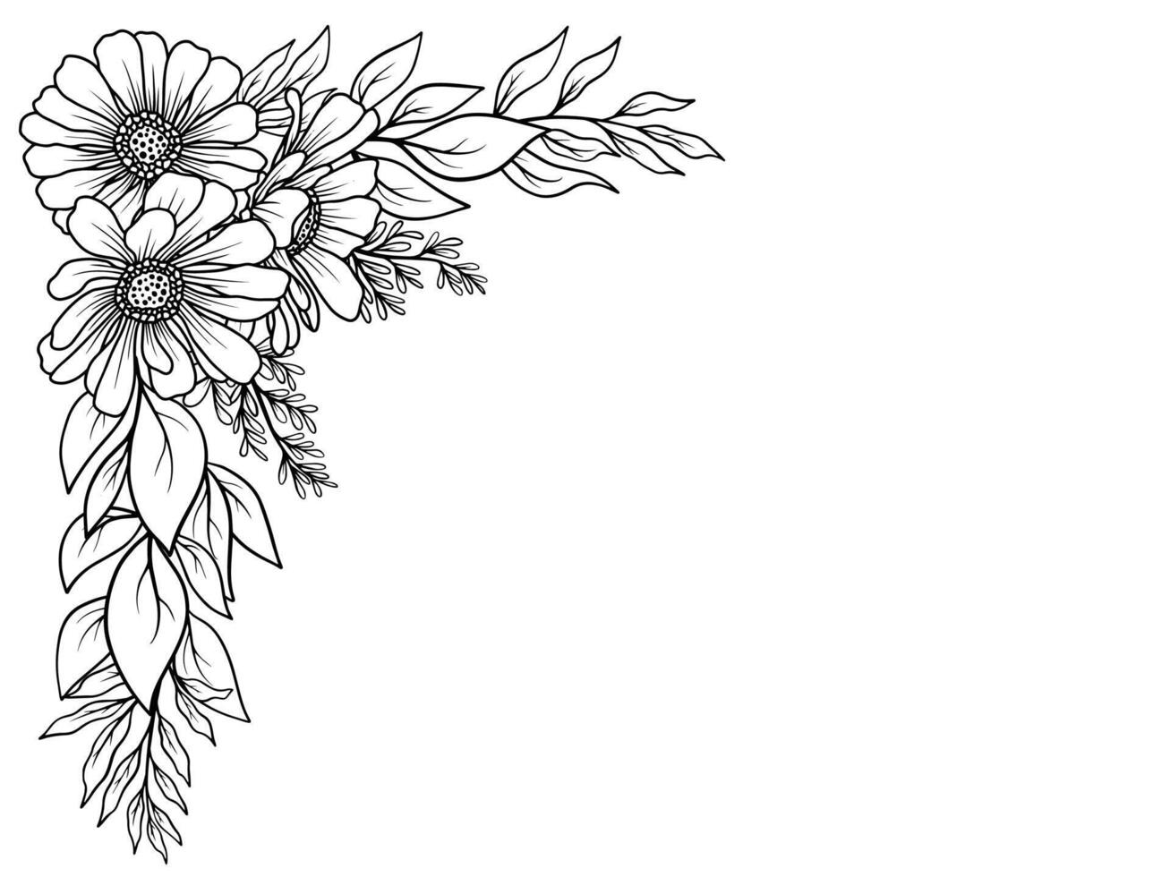 bukett blomma hörn översikt illustration vektor