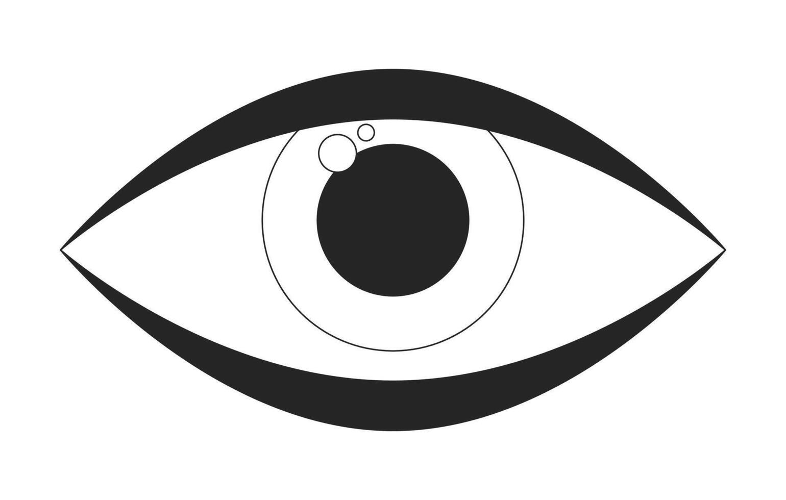 Allt seende öga svart och vit 2d linje tecknad serie objekt. ser framåt- öga. syn eyeball isolerat vektor översikt Artikel. magi esoterisk. andlighet mysterium enfärgad platt fläck illustration