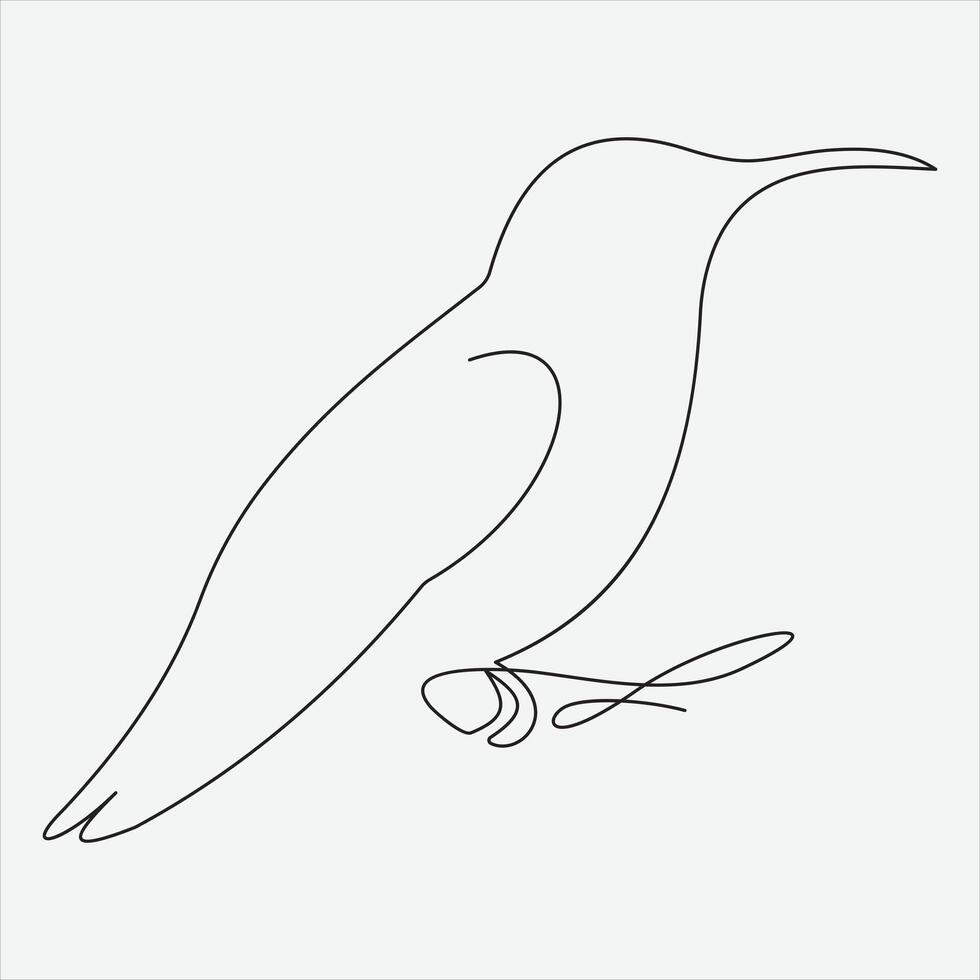 kontinuerlig linje hand teckning vektor illustration fågel konst