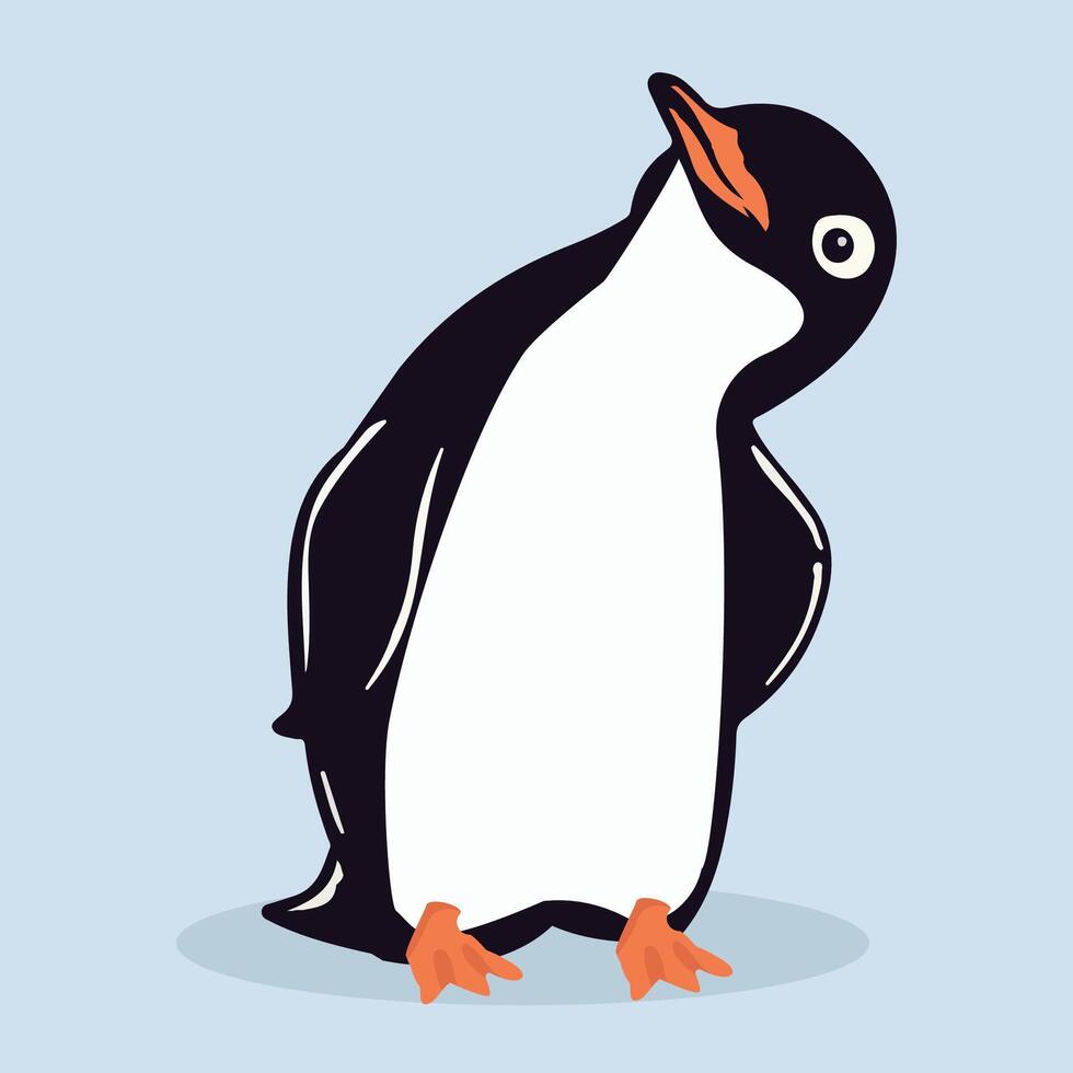 söt pingvin fågel lutande huvud vektor