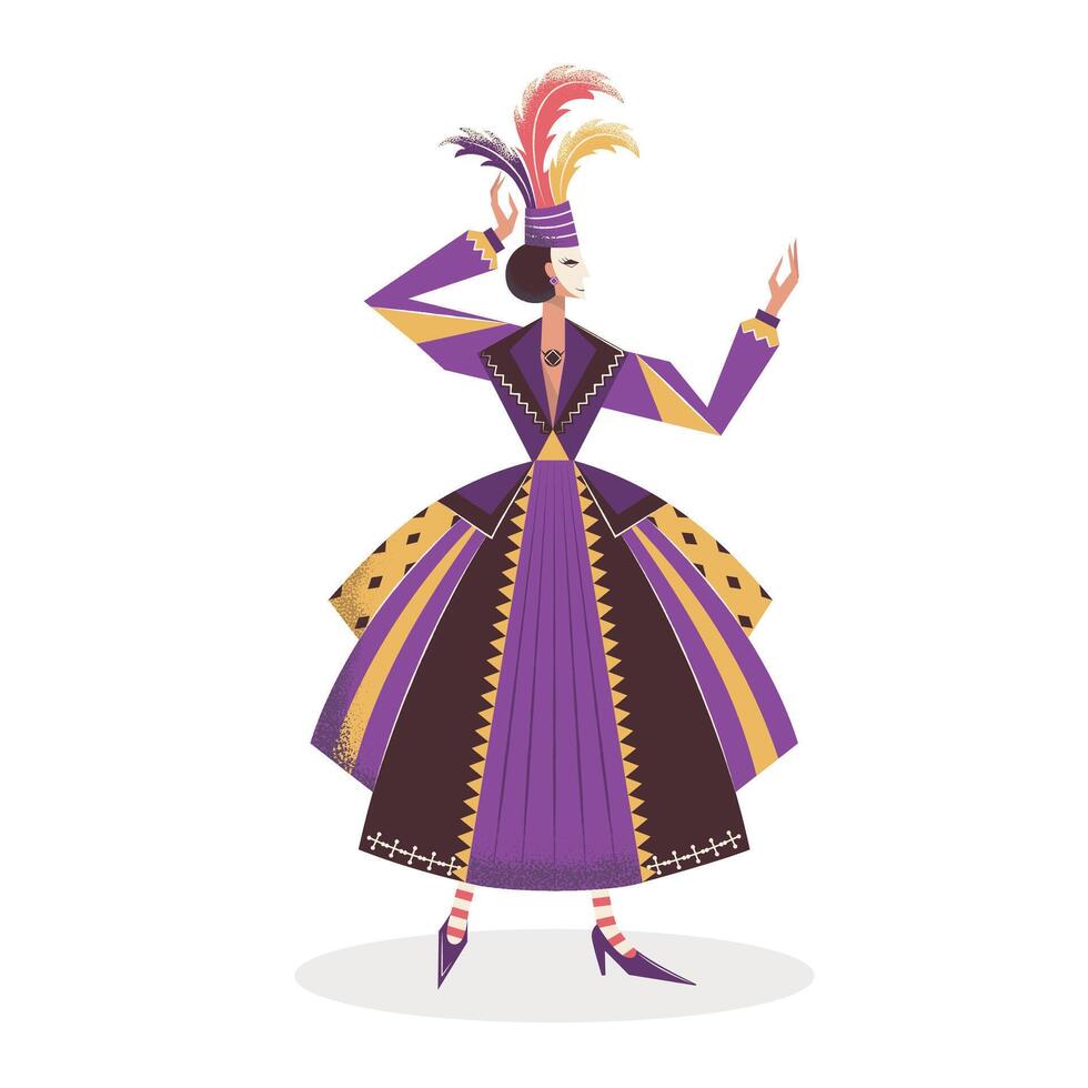 drottning av venetian karneval. festival av maskerad kostymer. illustration med element av hand teckning. vektor