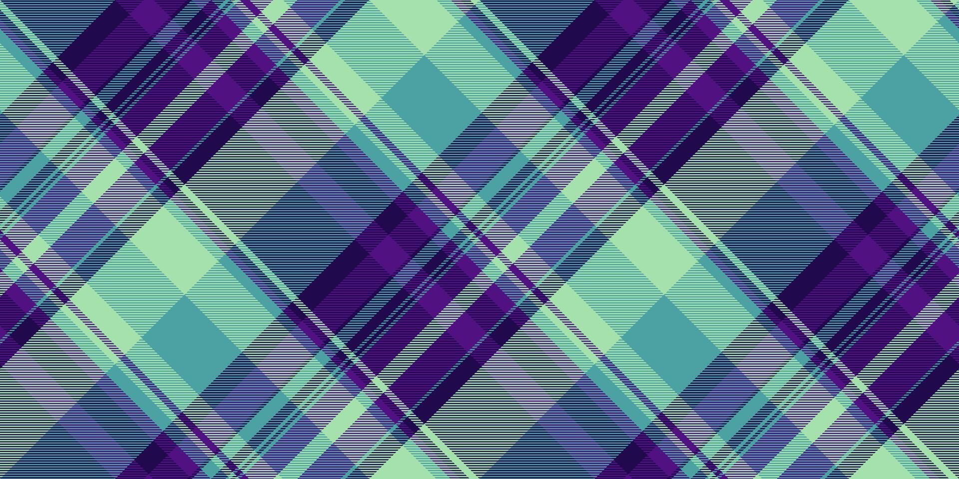 Komfort Tartan Textil- nahtlos, Drucken Hintergrund Vektor überprüfen. formal Plaid Textur Muster Stoff im violett und cyan Farben.