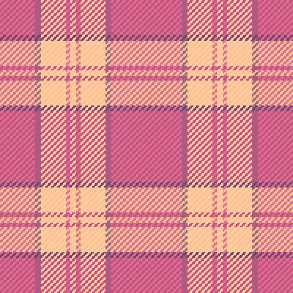 klassisk tartan mönster pläd, daisy tyg bakgrund textil. bred sömlös vektor textur kolla upp i rosa och orange färger.