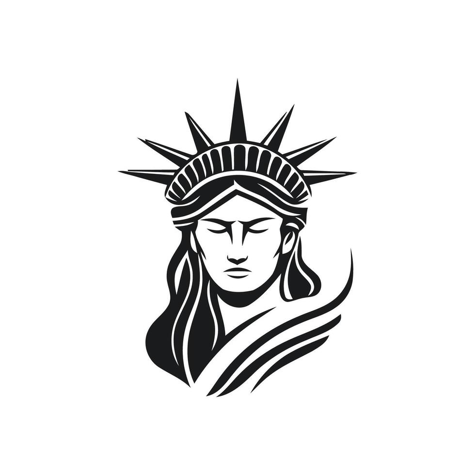 ai genererad ny york staty av frihet amerikan symbol.ansikte frihet teckning konst logotyp design mall illustration vektor