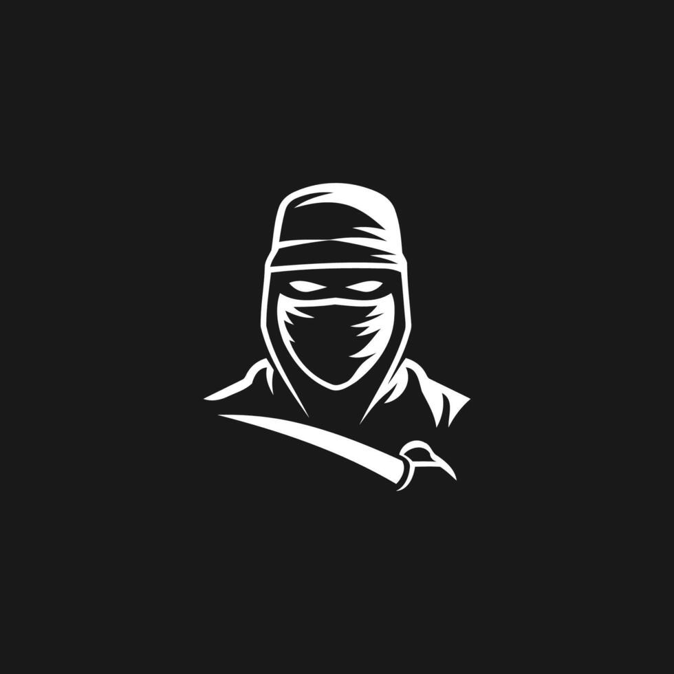 ai genererad ninja krigare logotyp vektor svart och vit ninja karaktär logotyp design