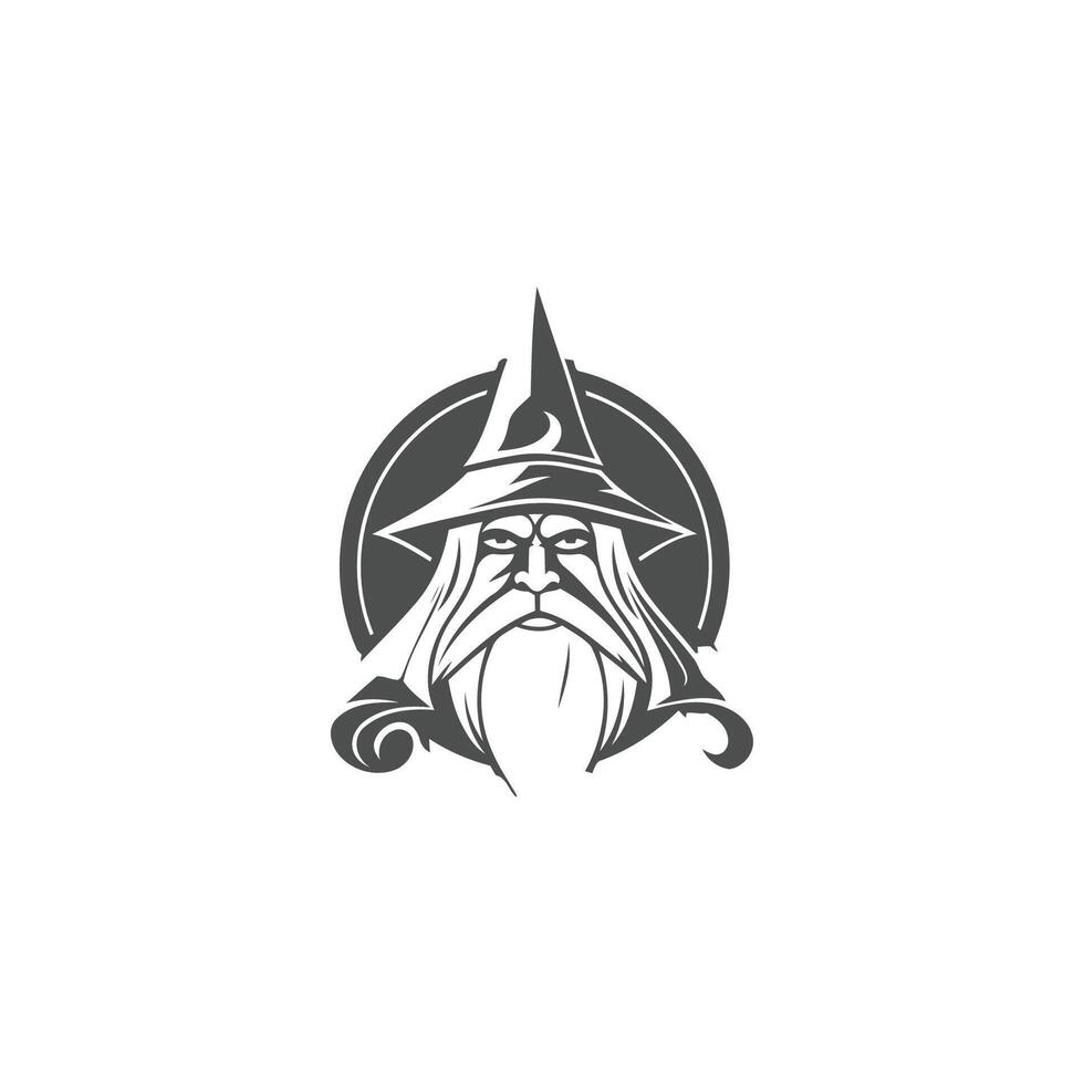 ai generiert Magier Logo Design Illustration Vektor Vorlage, Hexe Magier Logo