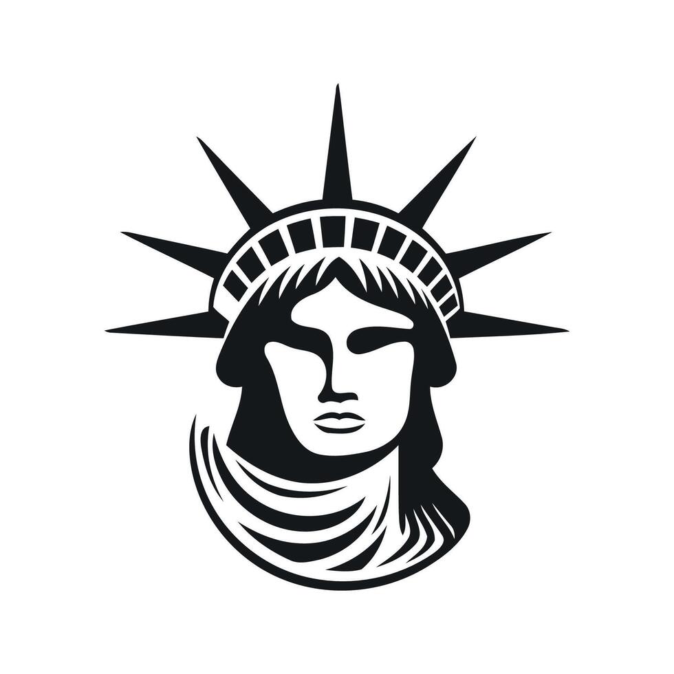 ai genererad ny york staty av frihet amerikan symbol.ansikte frihet teckning konst logotyp design mall illustration vektor
