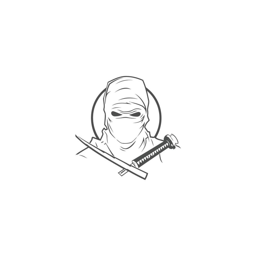 ai generiert Ninja Krieger Logo Vektor schwarz und Weiß Ninja Charakter Logo Design