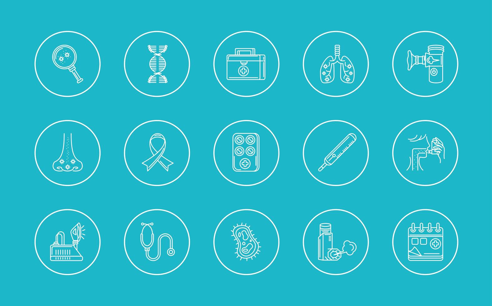 Asthma Icon Set vektor