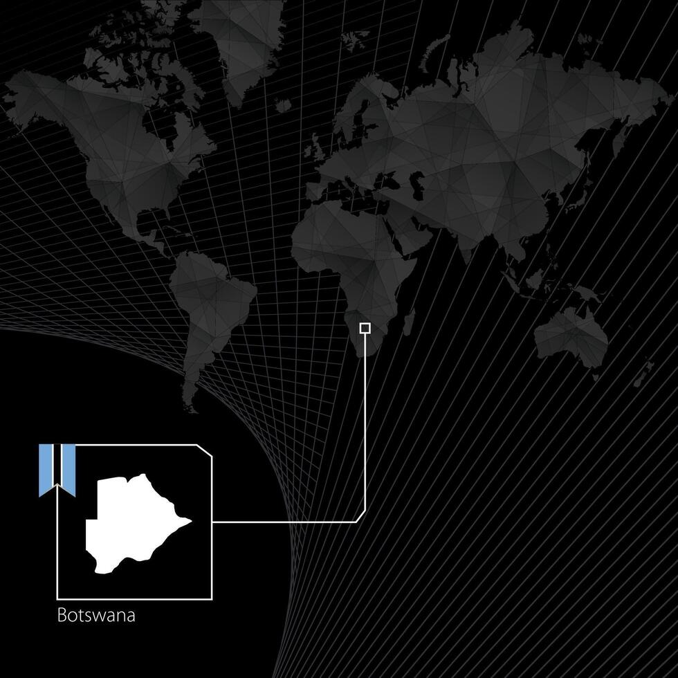 botswana på svart värld Karta. Karta och flagga av botswana. vektor