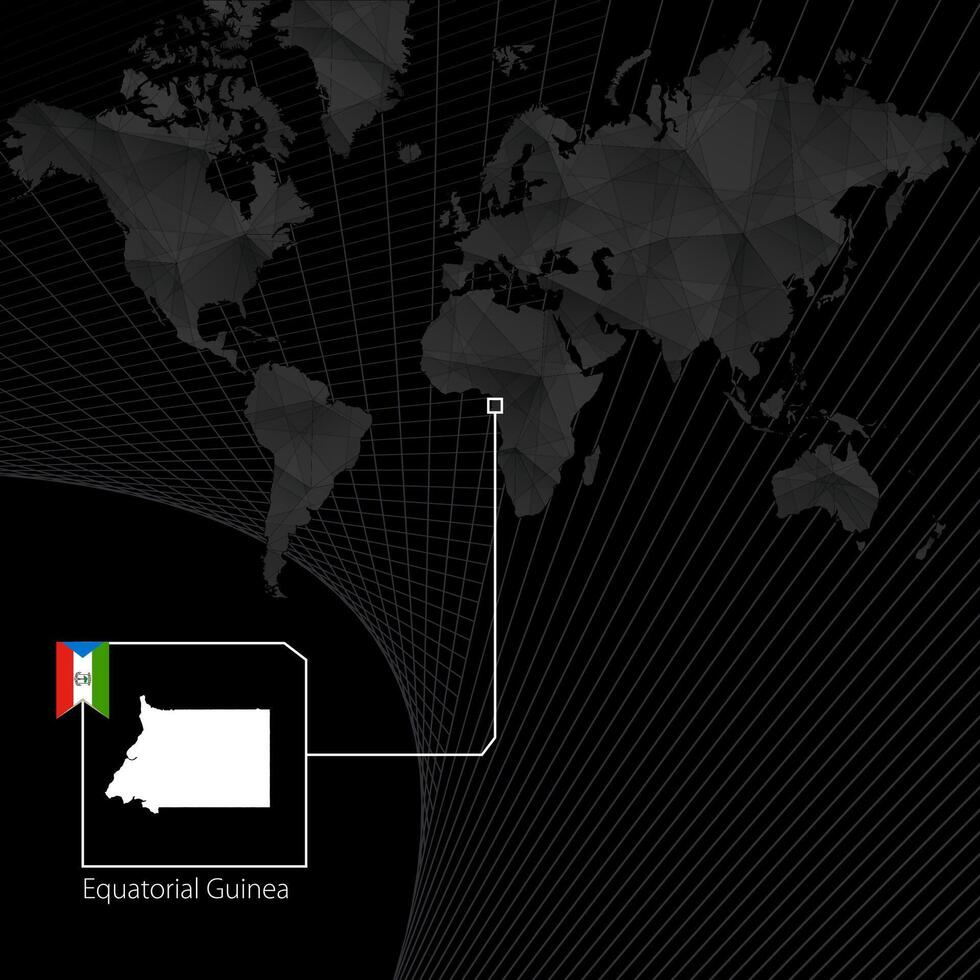 ekvatorial guinea på svart värld Karta. Karta och flagga av ekvatorial guinea. vektor