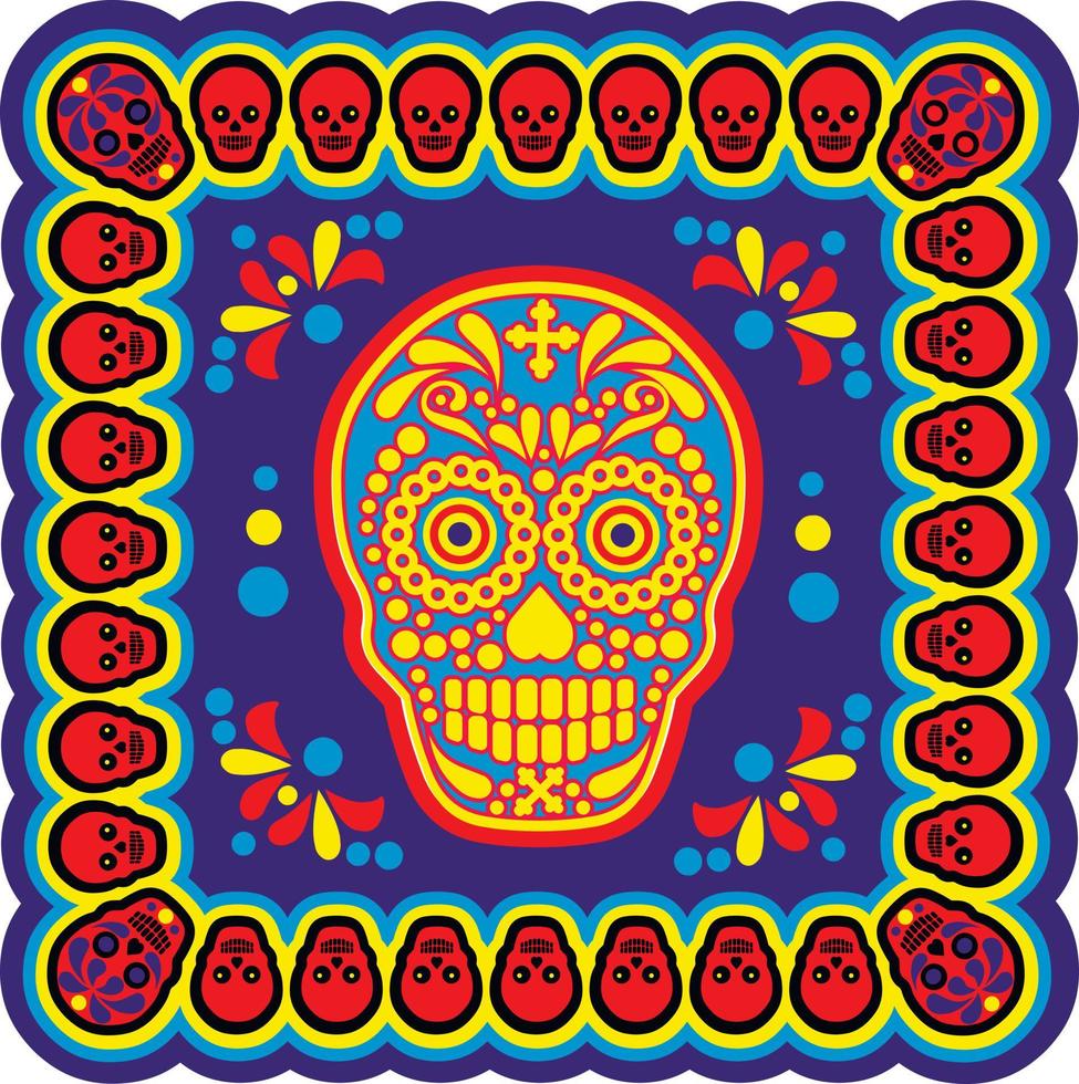 helig död, dödens dag, mexikansk sockerskalle, t-skjortor för grunge vintage design vektor