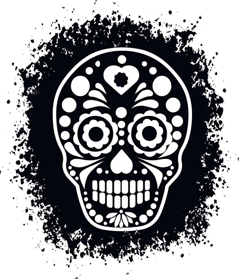 helig död, dödens dag, mexikansk sockerskalle, t-skjortor för grunge vintage design vektor