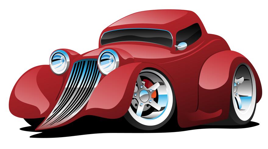 Red Hot Rod Restomod Coupe Cartoon Bil Vektor Illustration
