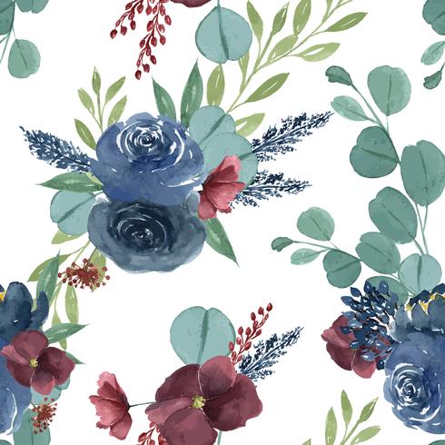 Mönster sömlös blommig frodig akvarell stil vintage textil, blommor aquarelle isolerad på vit bakgrund. Design blommor dekor för kort, spara datum, bröllop inbjudningskort, affisch, banner. vektor