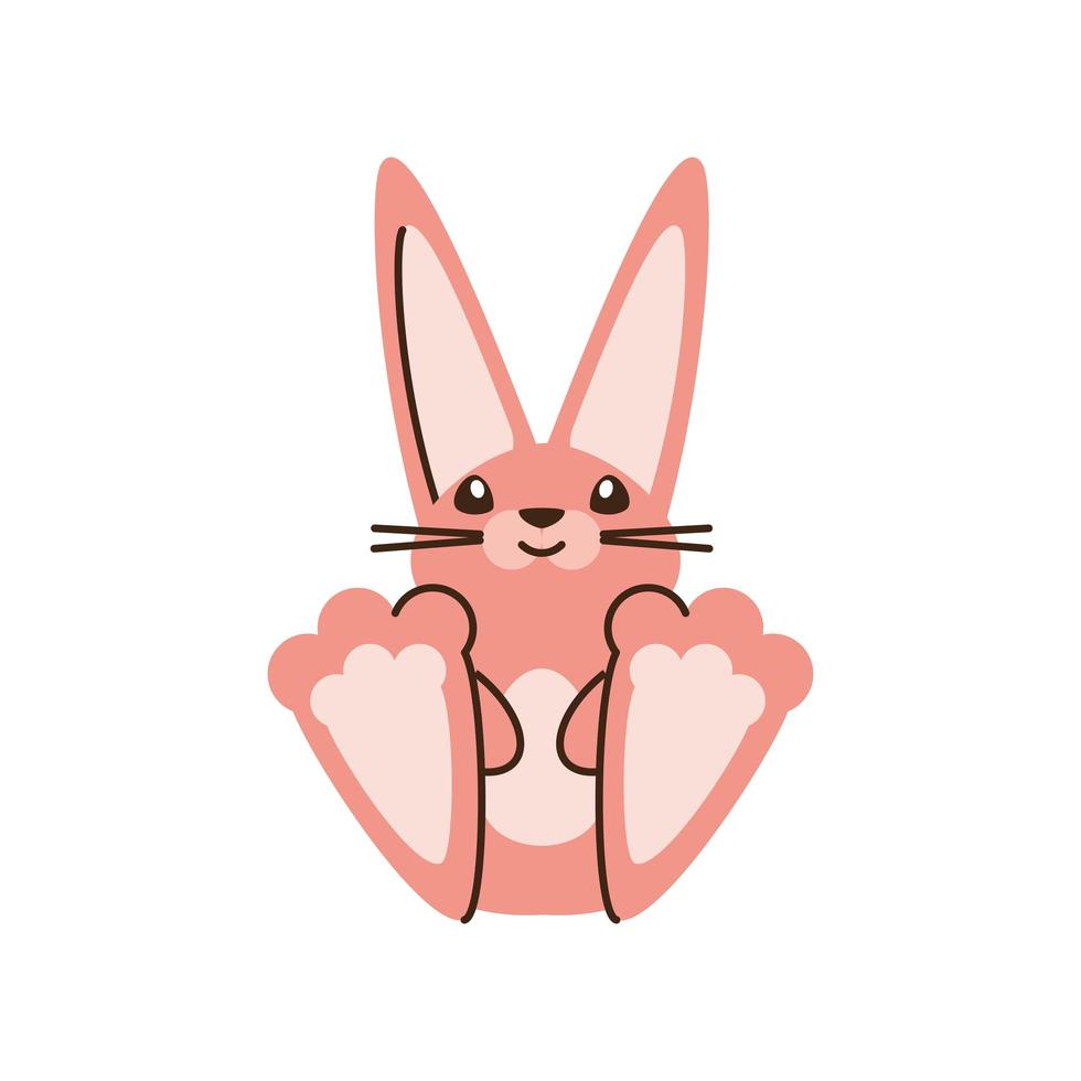 niedliche Kaninchen sitzend Tier Cartoon isolierten Stil vektor