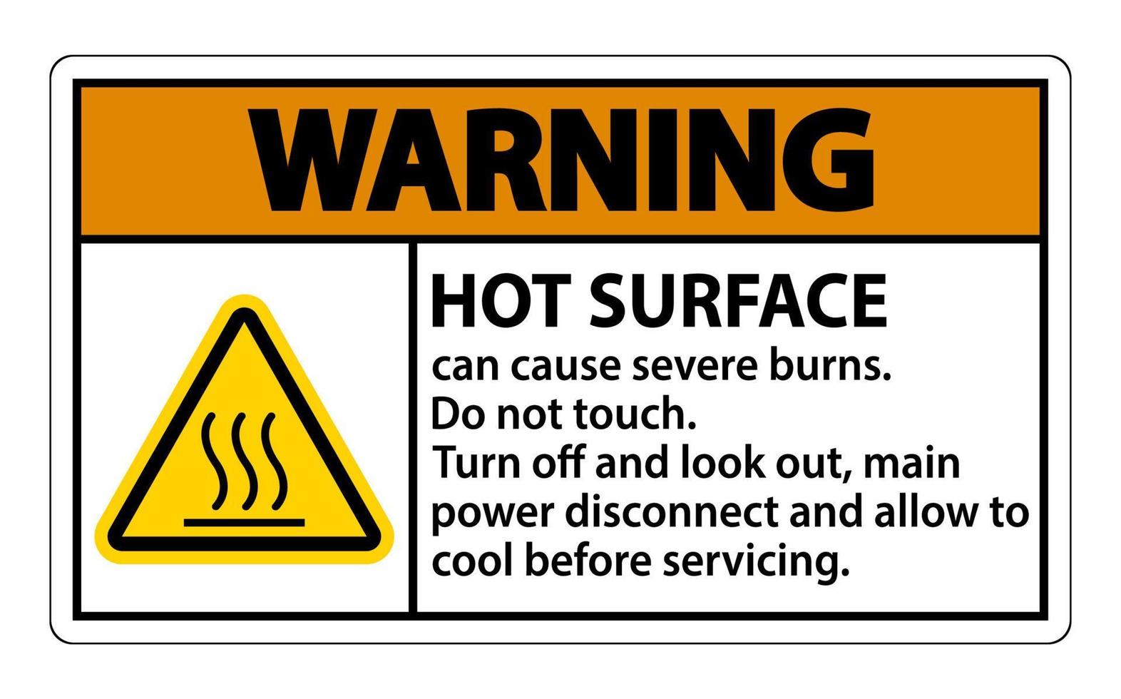 Warnung heißes Oberflächenzeichen auf weißem Hintergrund vektor