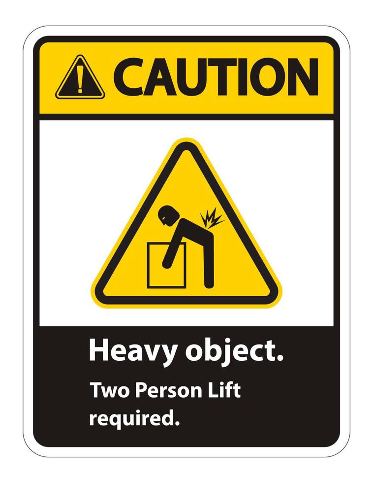 schweres Objekt, Zwei-Personen-Aufzug erforderlich Zeichen Isolat auf weißem Hintergrund vektor