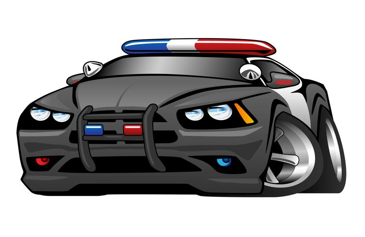 Polis Muscle Car Cartoon Vector Illustration