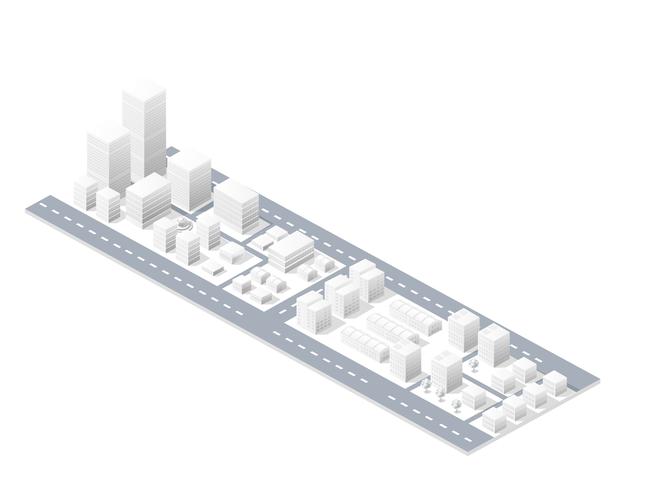 Isometrisk illustration stad stadsområde med a vektor
