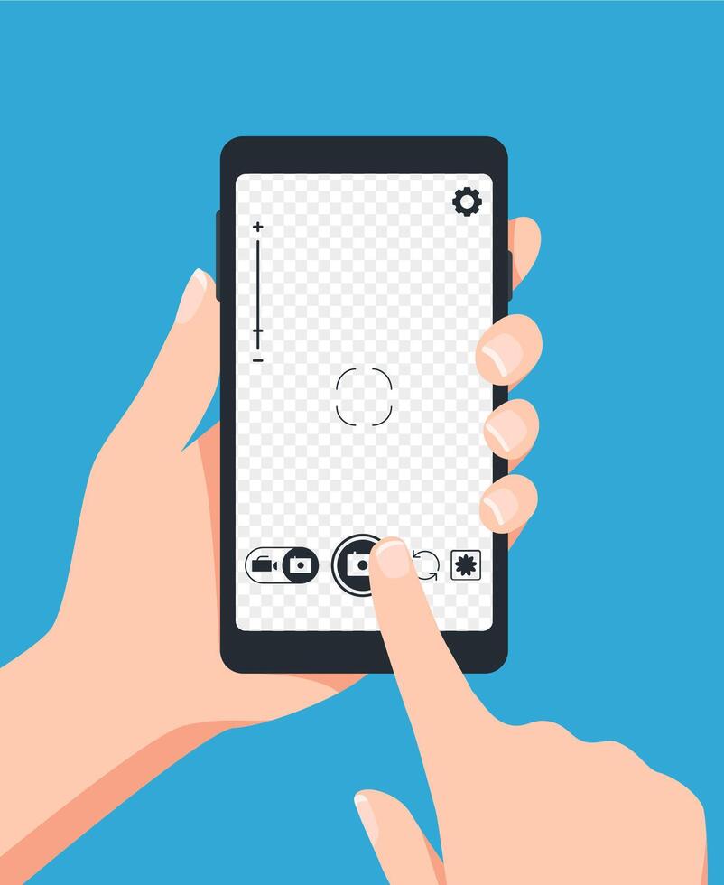tar Foto med smartphone. vektor Foto skärm