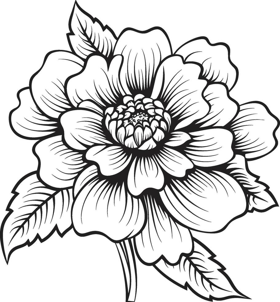 singularis kronblad symbolism ikoniska konst svartvit blommig chic vektor emblem