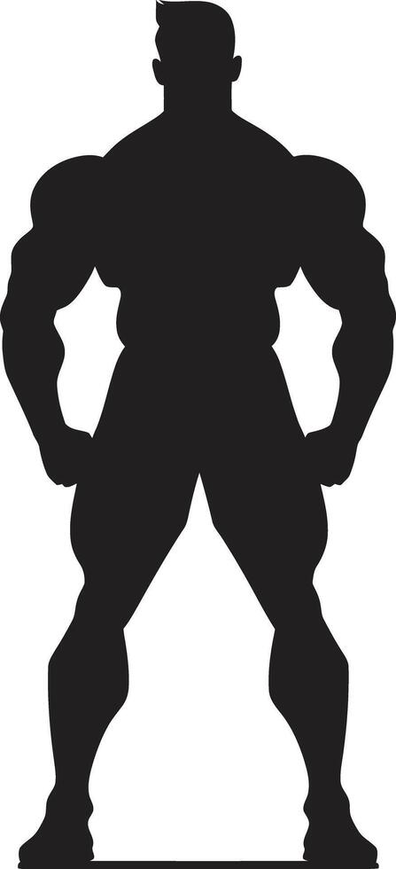 Blackout Bulk Bodybuilder ikonisch Vektor Emblem Graphit Gladiator voll Körper schwarz Vektor Kunst