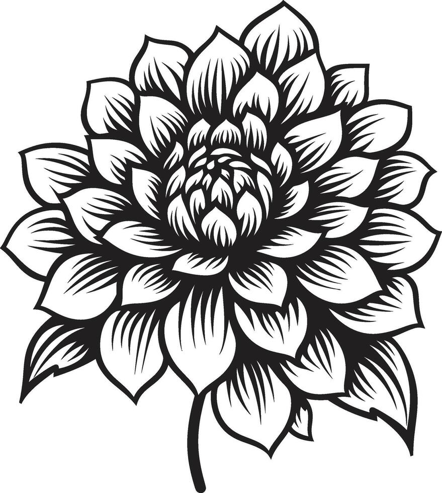 minimalistisk blomma vektor ikoniska symbol sofistikerad blommig chic svartvit design