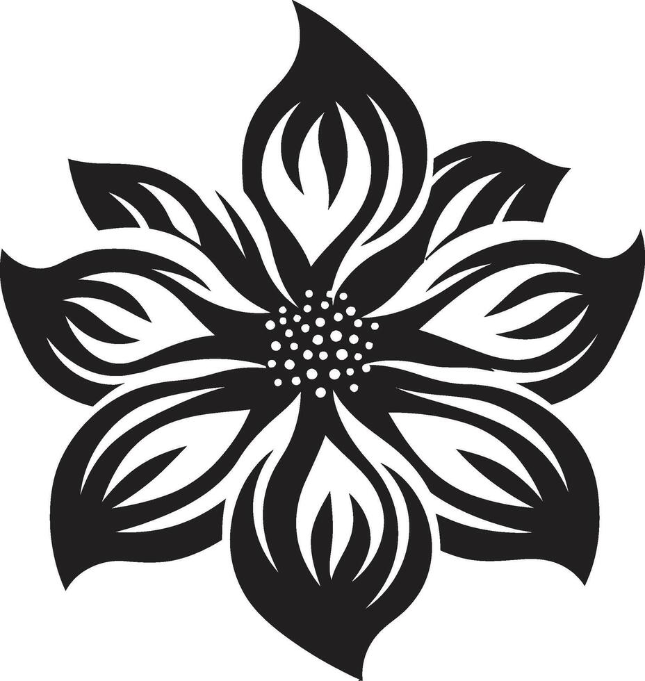 elegant blomma väsen svart vektor emblem svartvit blomma ikoniska logotyp detalj