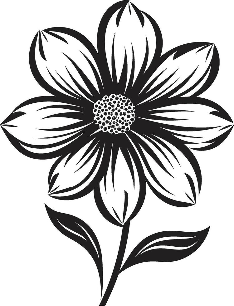botanisk eleganta chic ikoniska emblem graciös blommig elegans svart emblem vektor