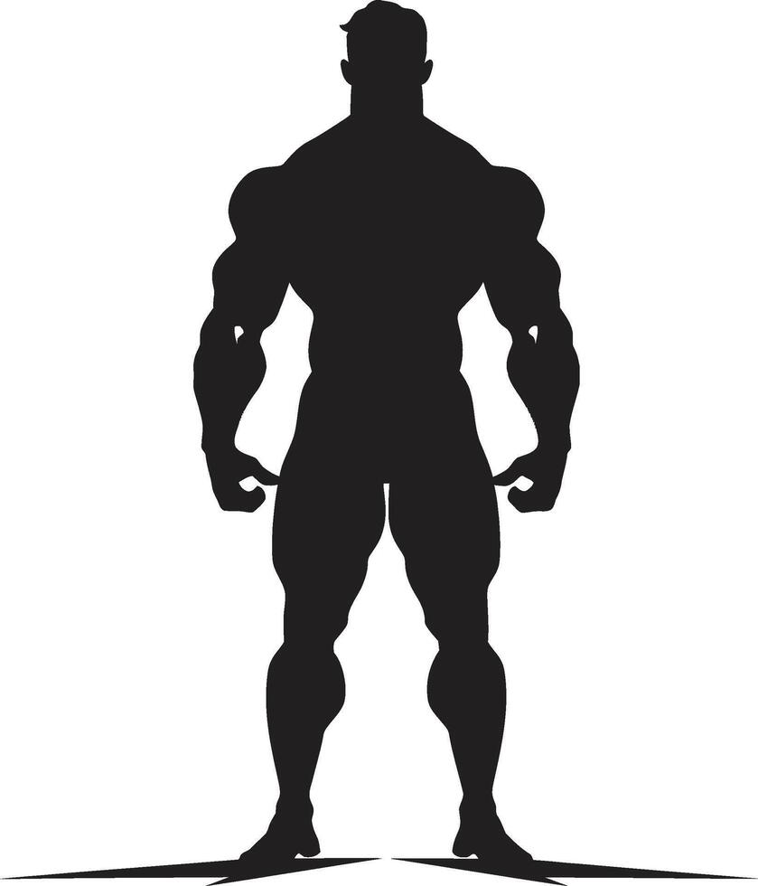 beschattet Stärke voll Körper Vektor Design Blackout Bulk Bodybuilder ikonisch Vektor Emblem