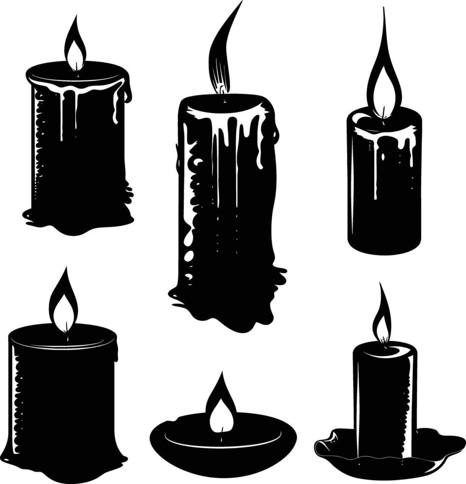 ai generiert Silhouette Kerzen schwarz Farbe nur vektor