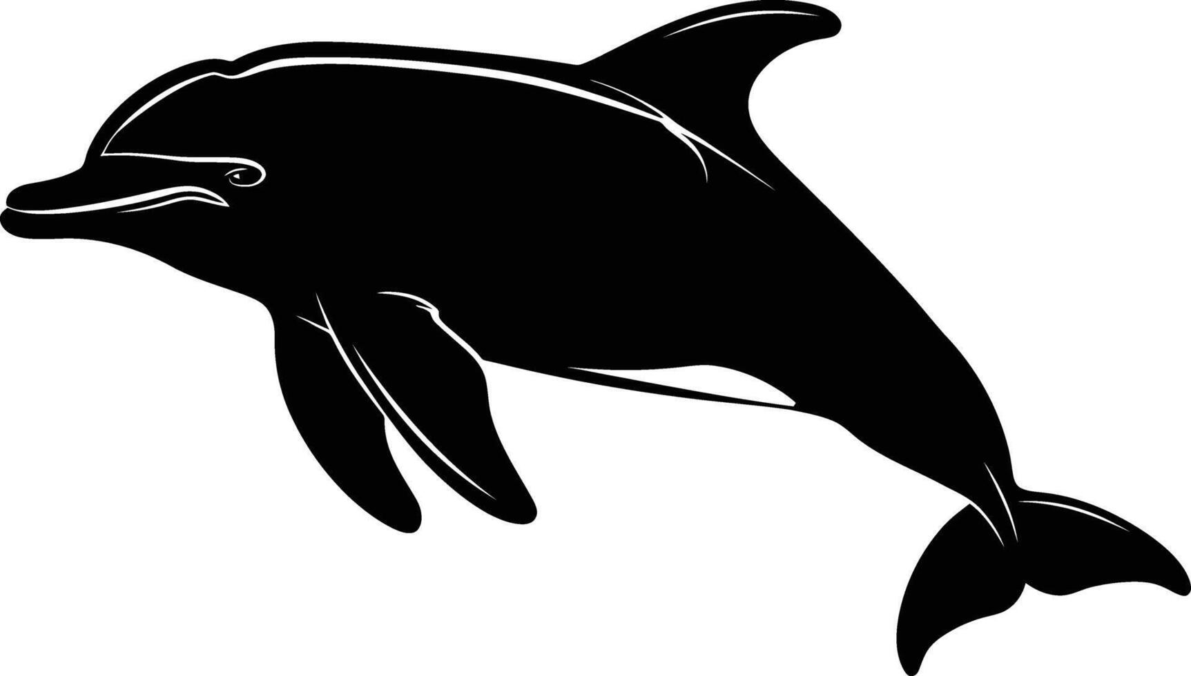 ai genererad silhuett delfin svart Färg endast vektor