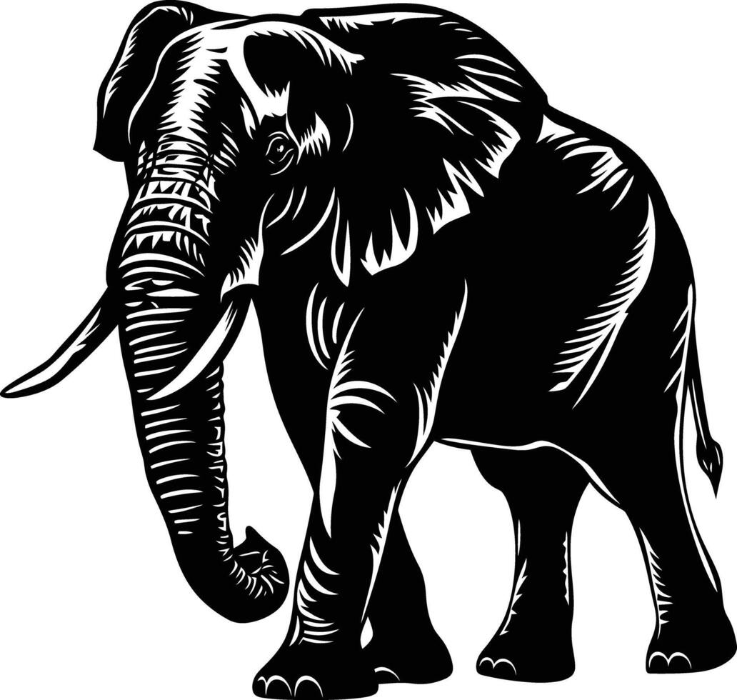 ai genererad silhuett elefant svart Färg endast vektor
