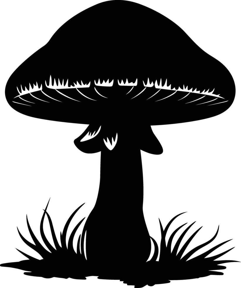 ai generiert Silhouette Pilz voll Körper schwarz Farbe nur vektor