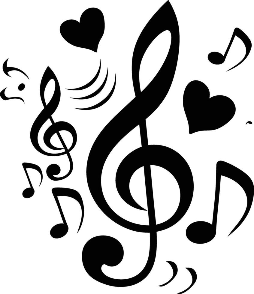 ai generiert Silhouette Musical Anmerkungen Liebe Logo Symbol schwarz Farbe nur vektor