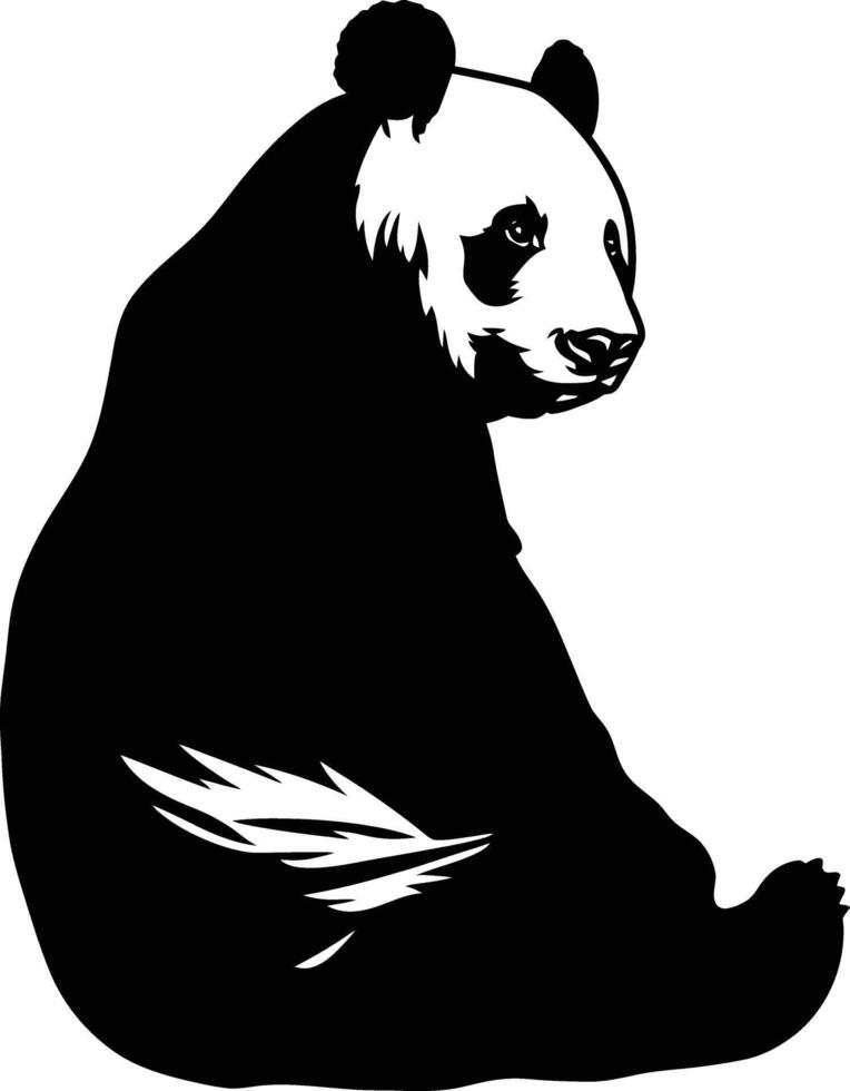 ai generiert Silhouette Panda voll Körper schwarz Farbe nur vektor