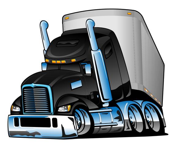 Semi Truck med Trailer Cartoon Vector Illustration