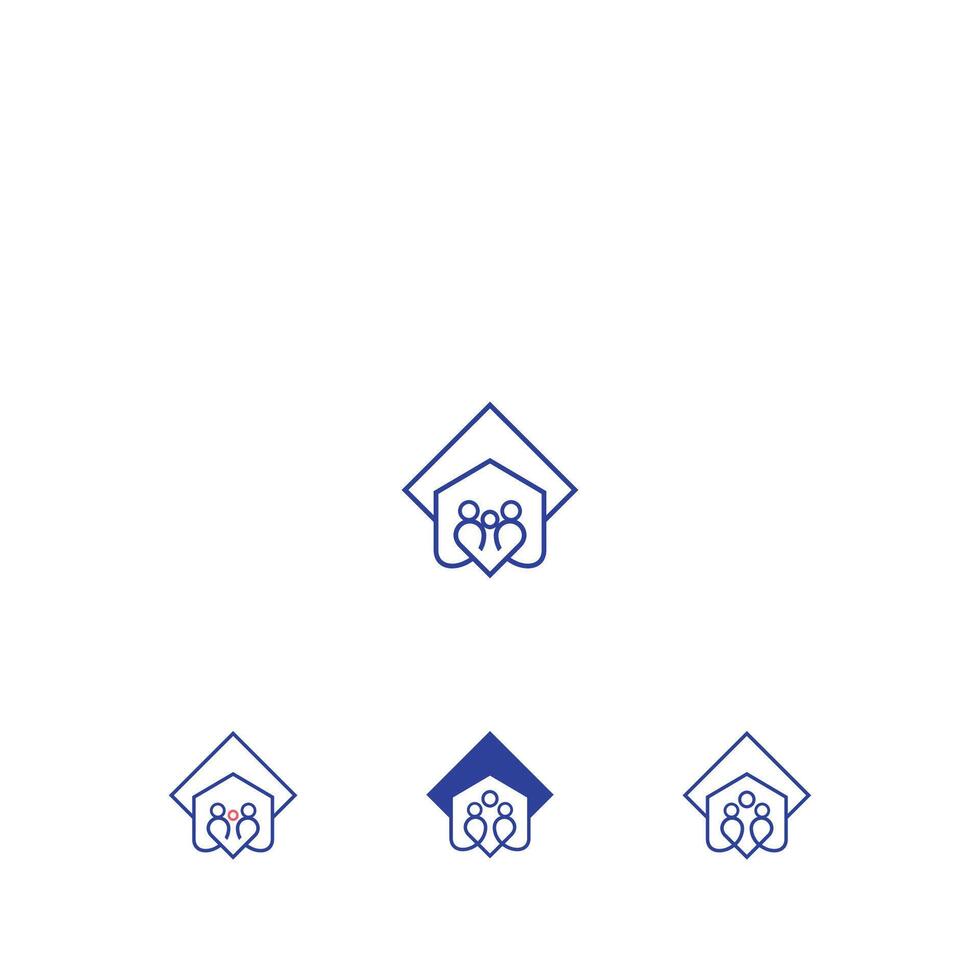 Gruppe von Menschen Versammlung Logo Symbol, Mannschaft im das Haus Logo Vorlage vektor