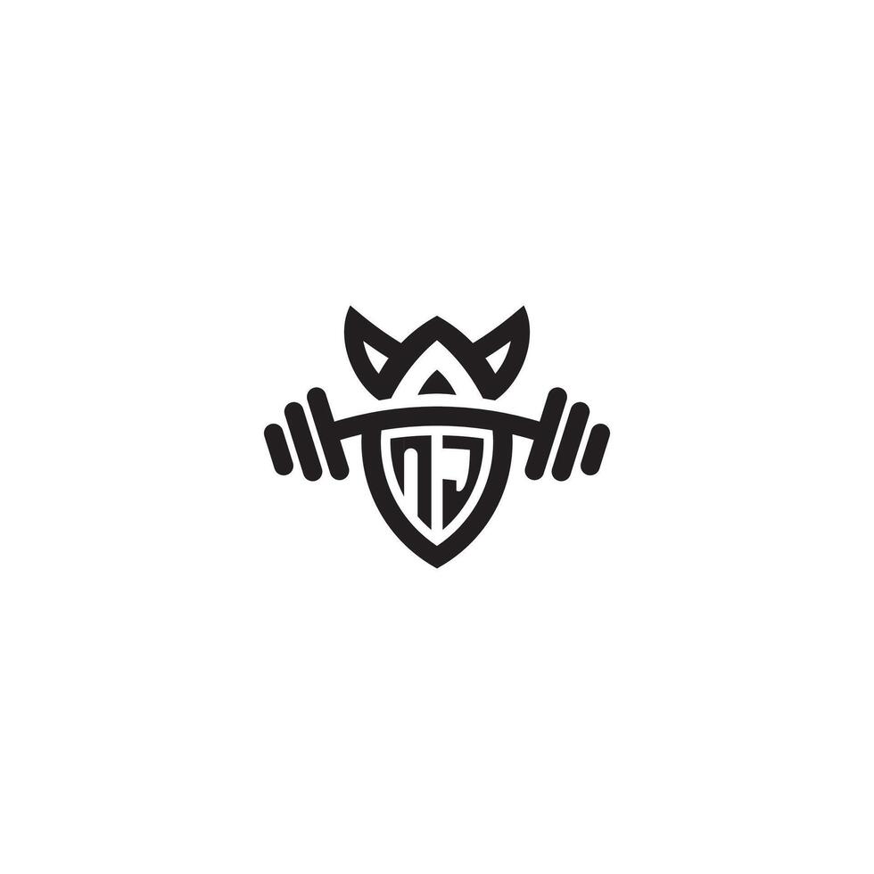 NJ Linie Fitness Initiale Konzept mit hoch Qualität Logo Design vektor