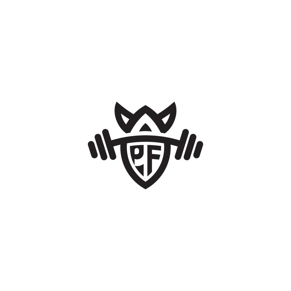 pf Linie Fitness Initiale Konzept mit hoch Qualität Logo Design vektor