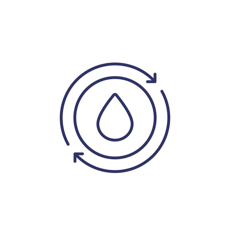 Wasserrecycling-Symbol, Linienvektor vektor