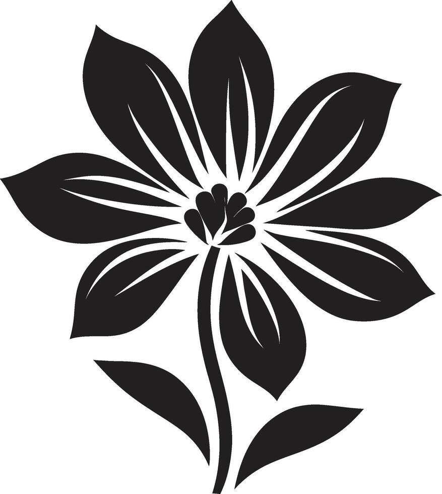 eleganta botanisk intryck svartvit emblem svartvit blomma ikoniska vektor emblem