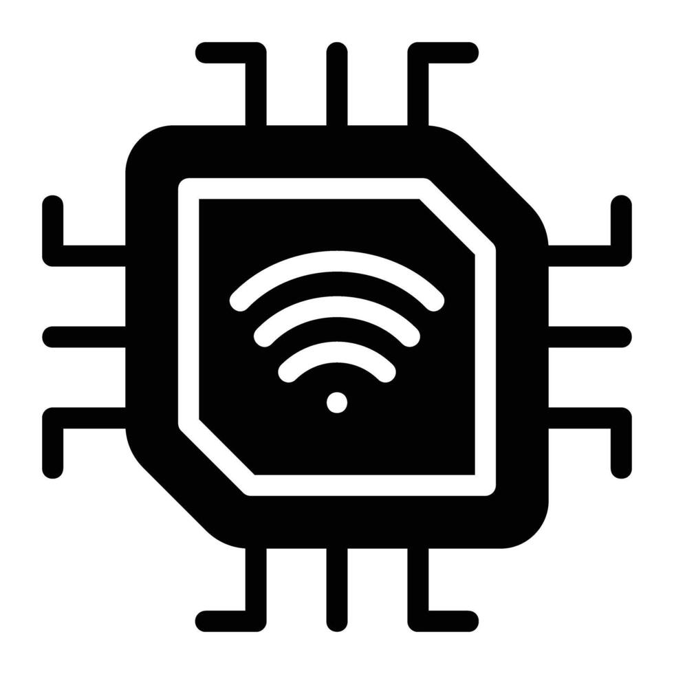 Mikrochip Glyphe Symbol Hintergrund Weiß vektor