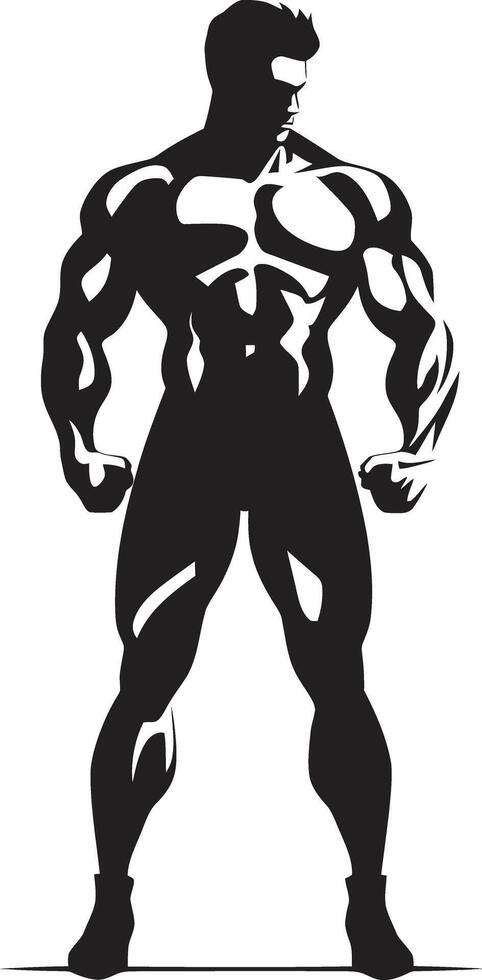 vektorisiert Kraft Bodybuilder schwarz Logo Symbol beschattet Stärke voll Körper Vektor Design