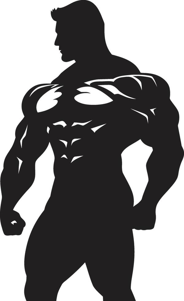 das Muskel Glyphe voll Körper schwarz Vektor Logo Obsidian Leistung Bodybuilder ikonisch Vektor Symbol