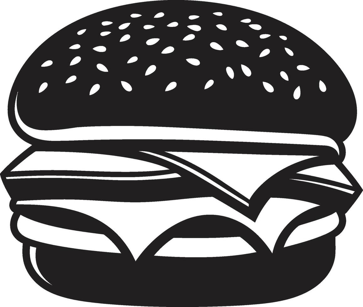 frestande burger konst svart ikon klassisk burger strålglans svartvit ikon vektor