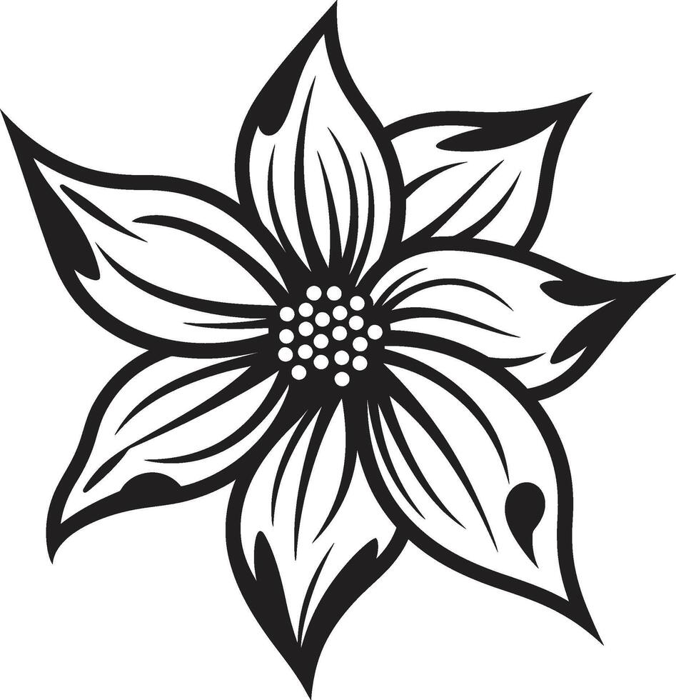 eleganta botanisk intryck svartvit emblem svartvit blomma elegans ikoniska symbol detalj vektor